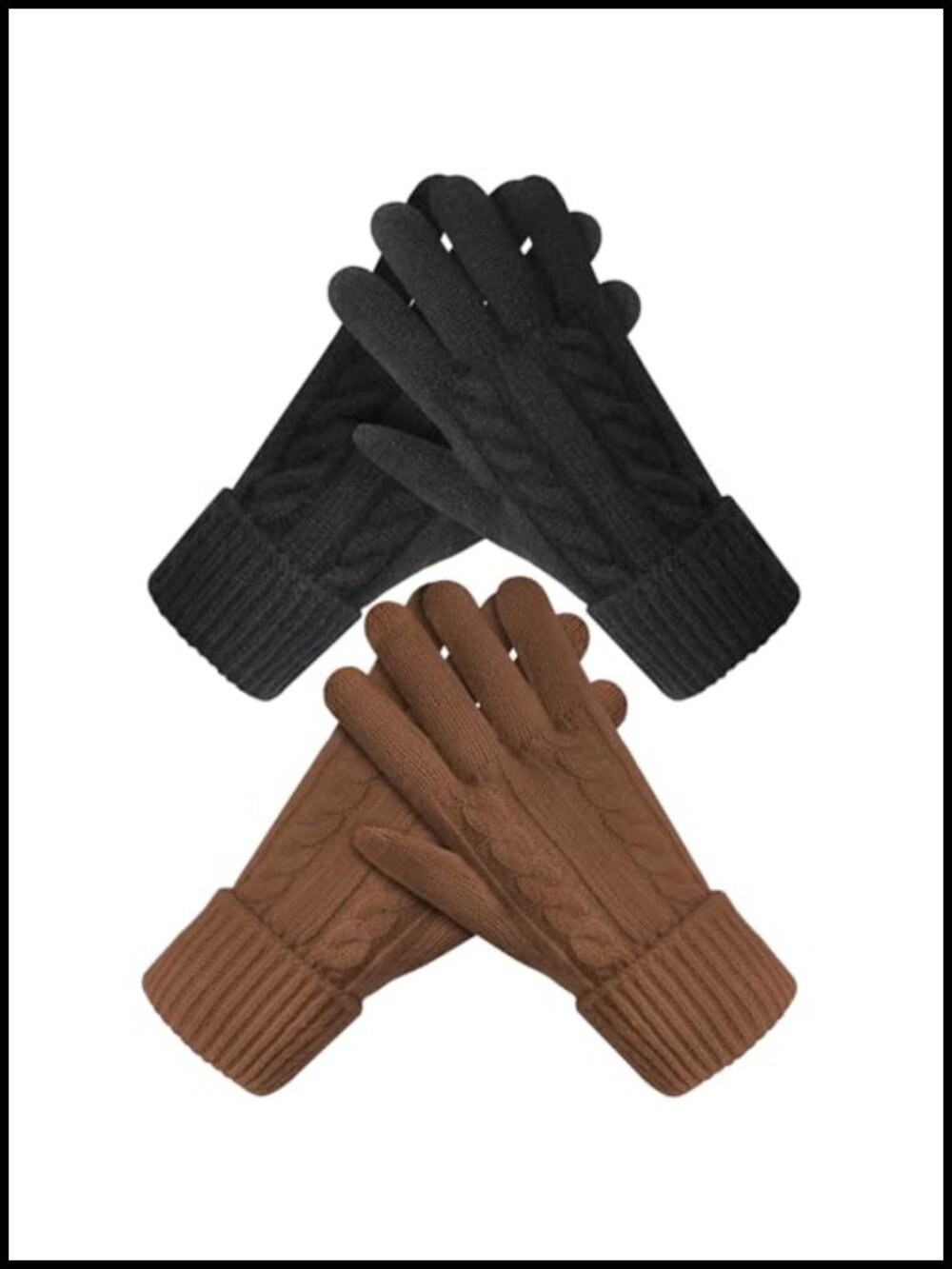 Womens Winter Gloves Warm Fleece Lined Touchscreen Knit 2 Pairs